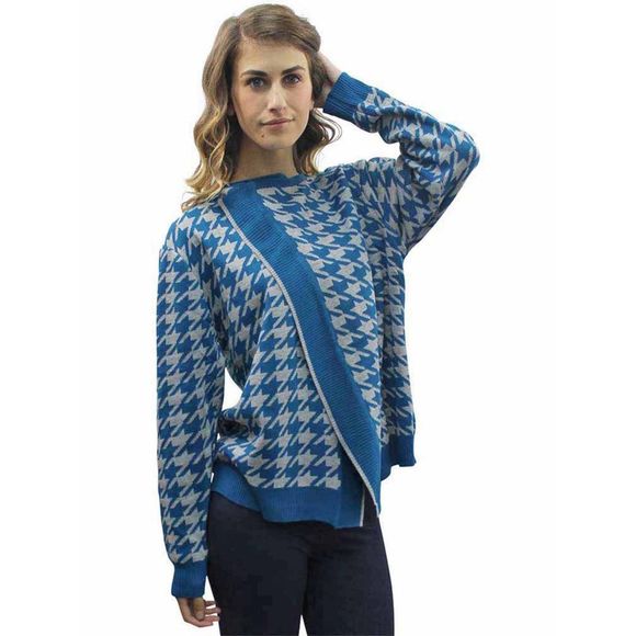 Bold Houndstooth Long Cardigan Sweater - Picture 3 of 3